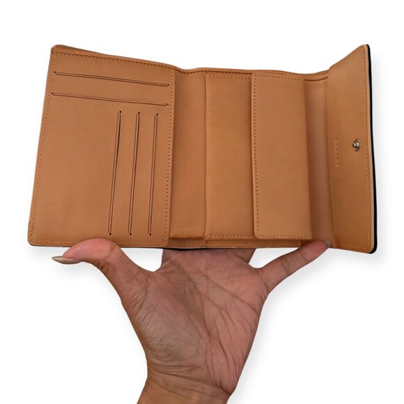 Vintage CELINE Triomphe Monogram Black Suede Wallet | Tan Leather - Picture 6 of 7